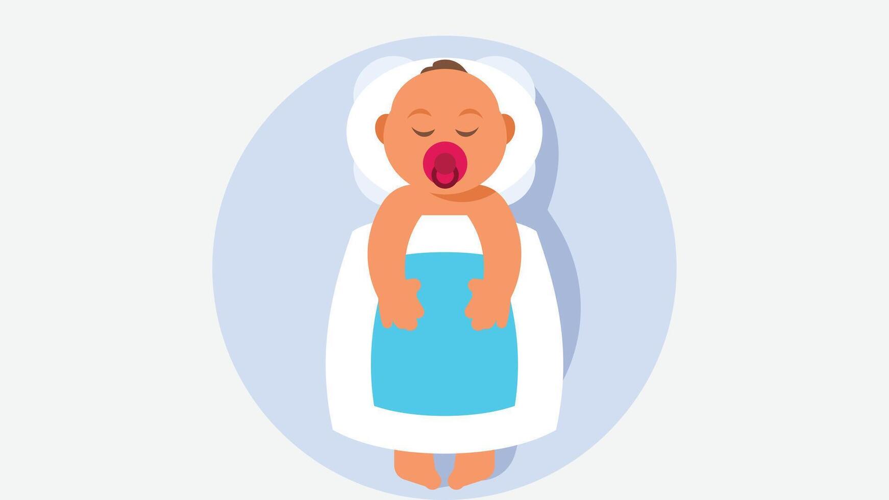 baby met fopspeen slapen in bed geïsoleerd vector illustratie