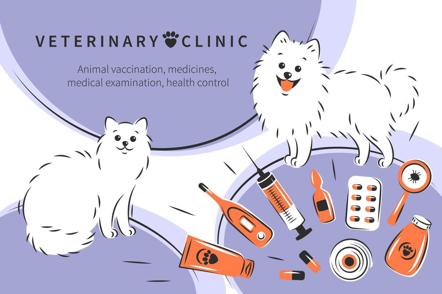 dierenarts kliniek of ziekenhuis voor dieren. dier vaccinatie, geneesmiddelen, medisch inspectie, Gezondheid controle. behandeling van katten en honden. vector illustratie