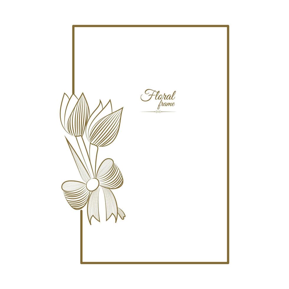 wijnoogst kaart kader met gouden bloemen ornament grens geïsoleerd bloemen achtergrond vector