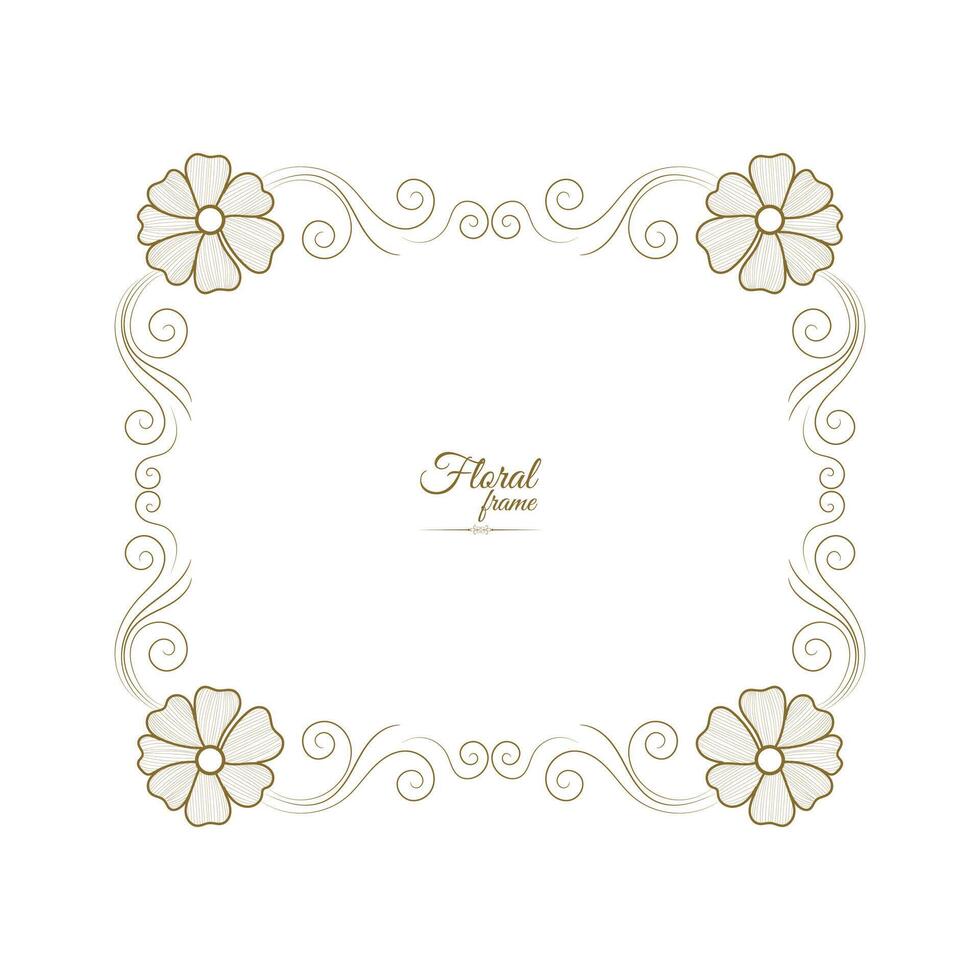 wijnoogst kaart kader met gouden bloemen ornament grens geïsoleerd bloemen achtergrond vector