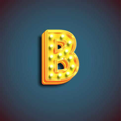 &#39;Broadway&#39; karakter met lampen van een lettertype, vectorillustratie vector