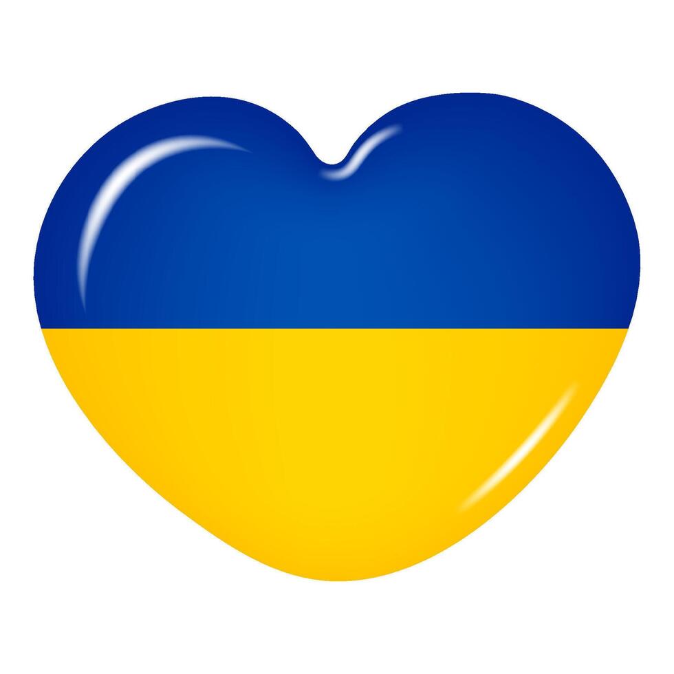 3d hartvormig icoon van de oekraïens vlag geïsoleerd Aan een transparant achtergrond. land vlag knop. vector illustratie
