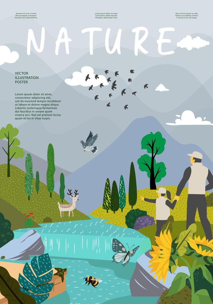 natuur en landschap, hedendaags artistiek poster. vector