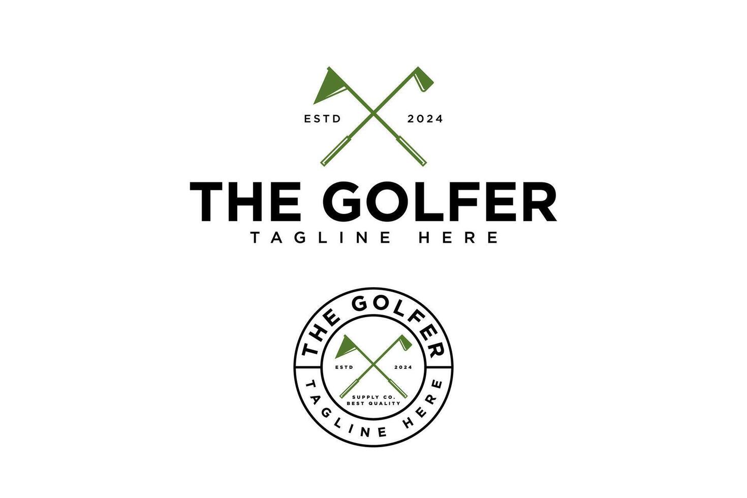 stok golf en vlag logo vector verzameling voor golfspeler, golf sport en kampioen