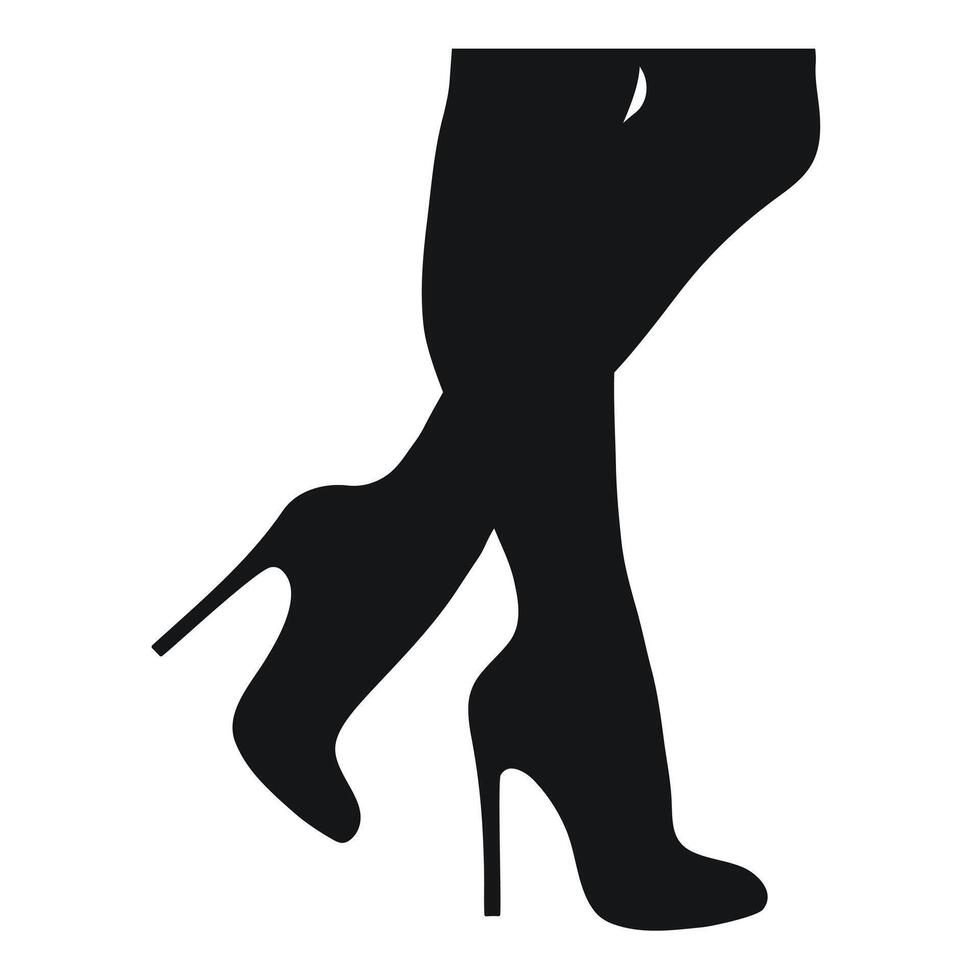 zwart silhouet van vrouw poten in een houding. schoenen stiletto's, hoog hakken. wandelen, staan, rennen, springen, dans vector