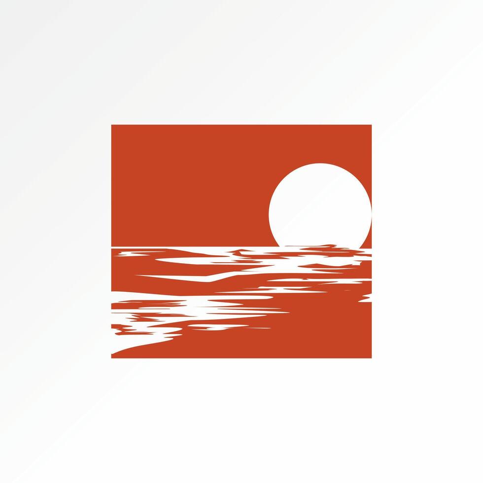 logo ontwerp grafisch concept creatief premie abstract vector voorraad teken blok negatief ruimte strand zonsondergang zonsopkomst verwant naar schilderij nacht oceaan Golf