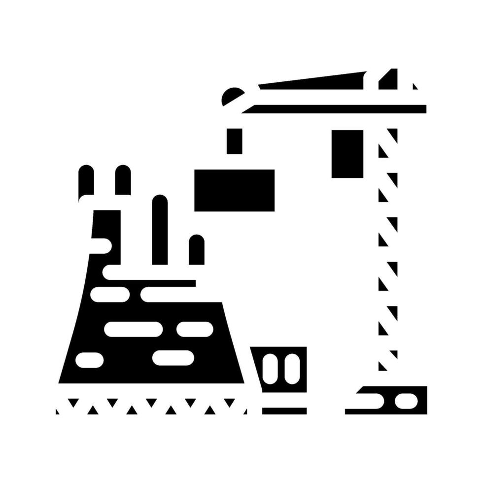 fabriek bouw nucleair energie glyph icoon vector illustratie