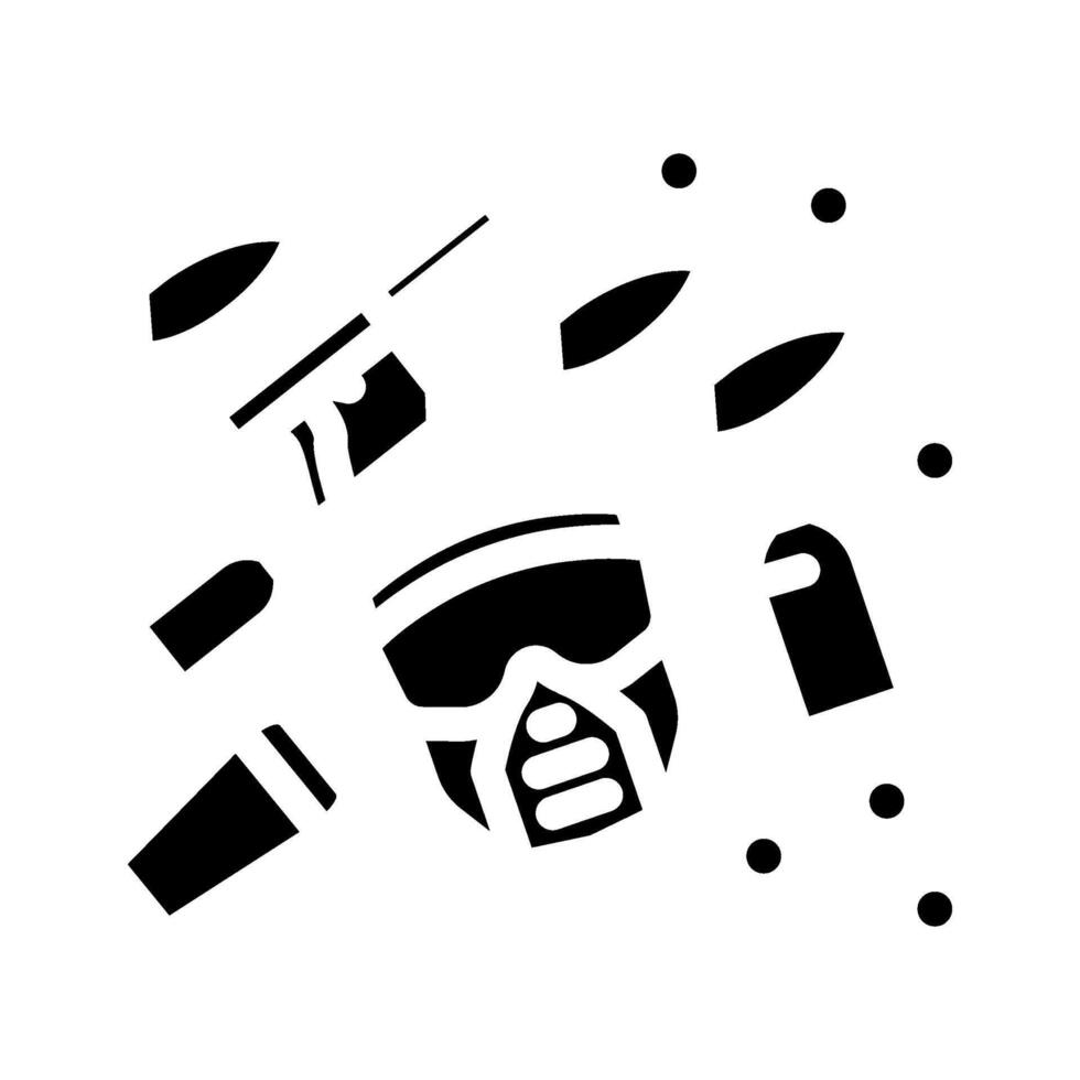 uitrusting paintball spel glyph icoon vector illustratie
