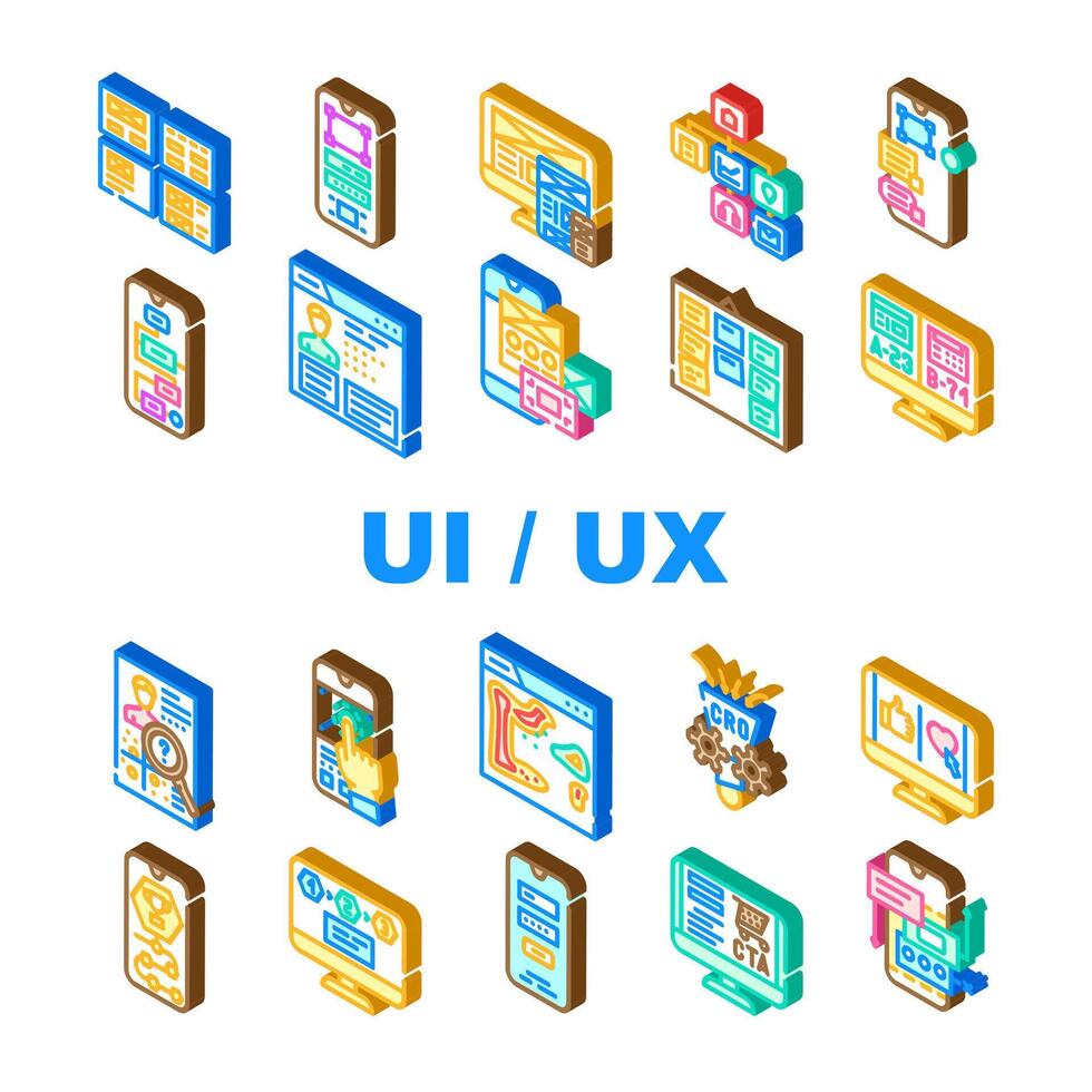 ui ux web koppel app pictogrammen reeks vector