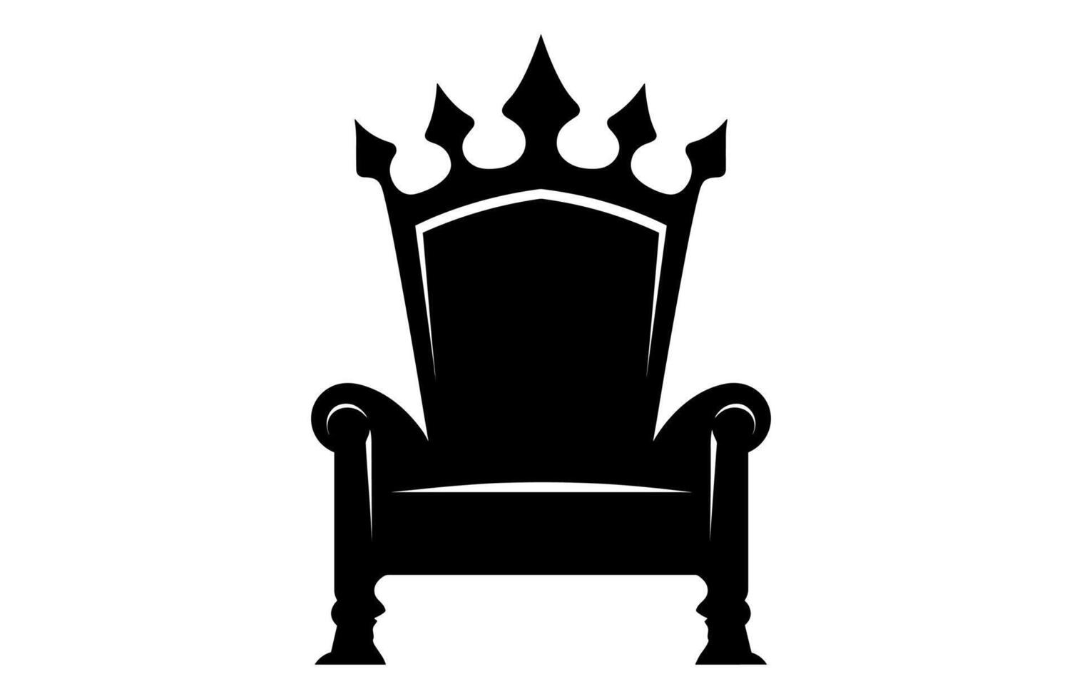 koning troon silhouet, Koninklijk troon stoel vector, fauteuil met kroon van koning. vector