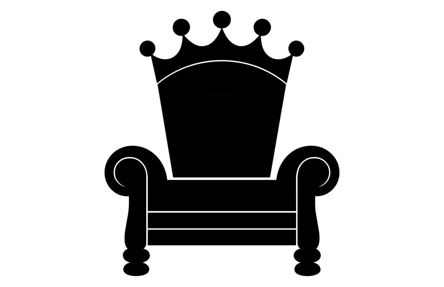 koning troon silhouet, Koninklijk troon stoel vector, fauteuil met kroon van koning. vector