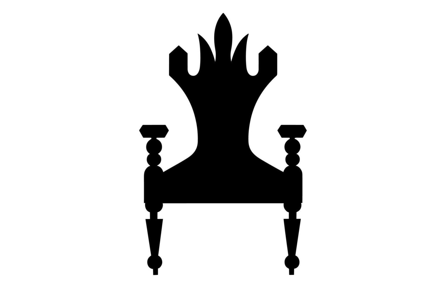 koning troon silhouet, Koninklijk troon stoel vector, fauteuil met kroon van koning. vector