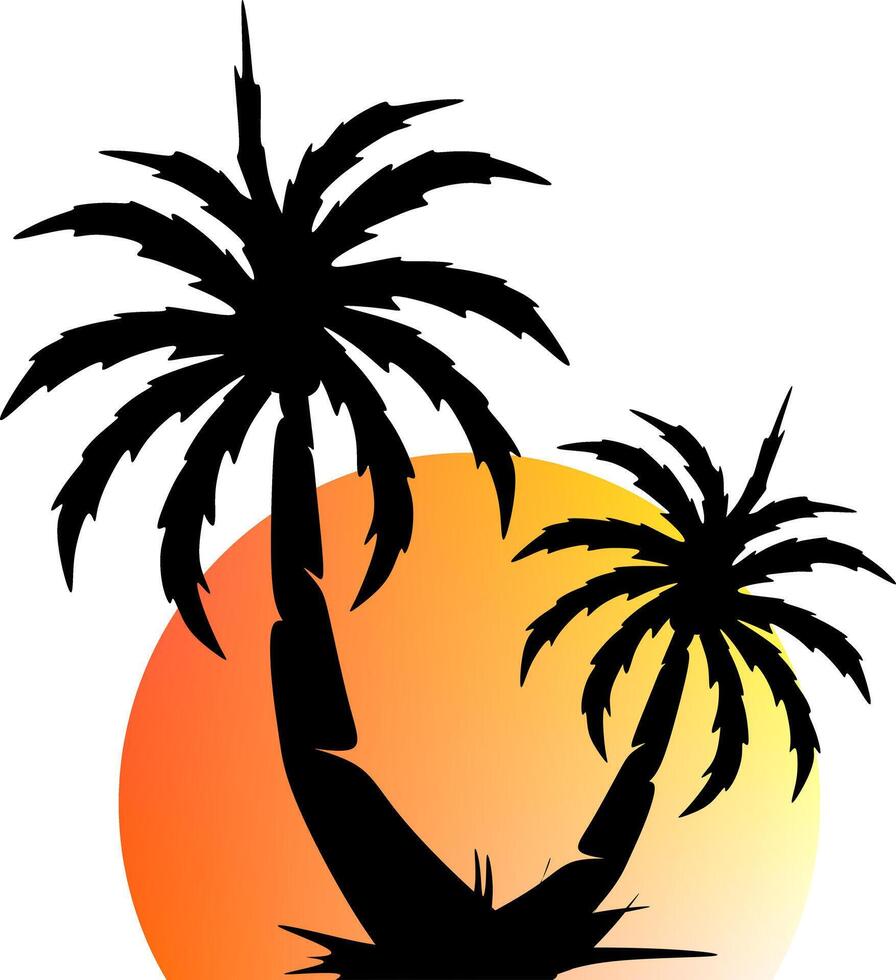 palm boom illustratie. een tropisch eiland met handpalmen. natuur logo icoon vector
