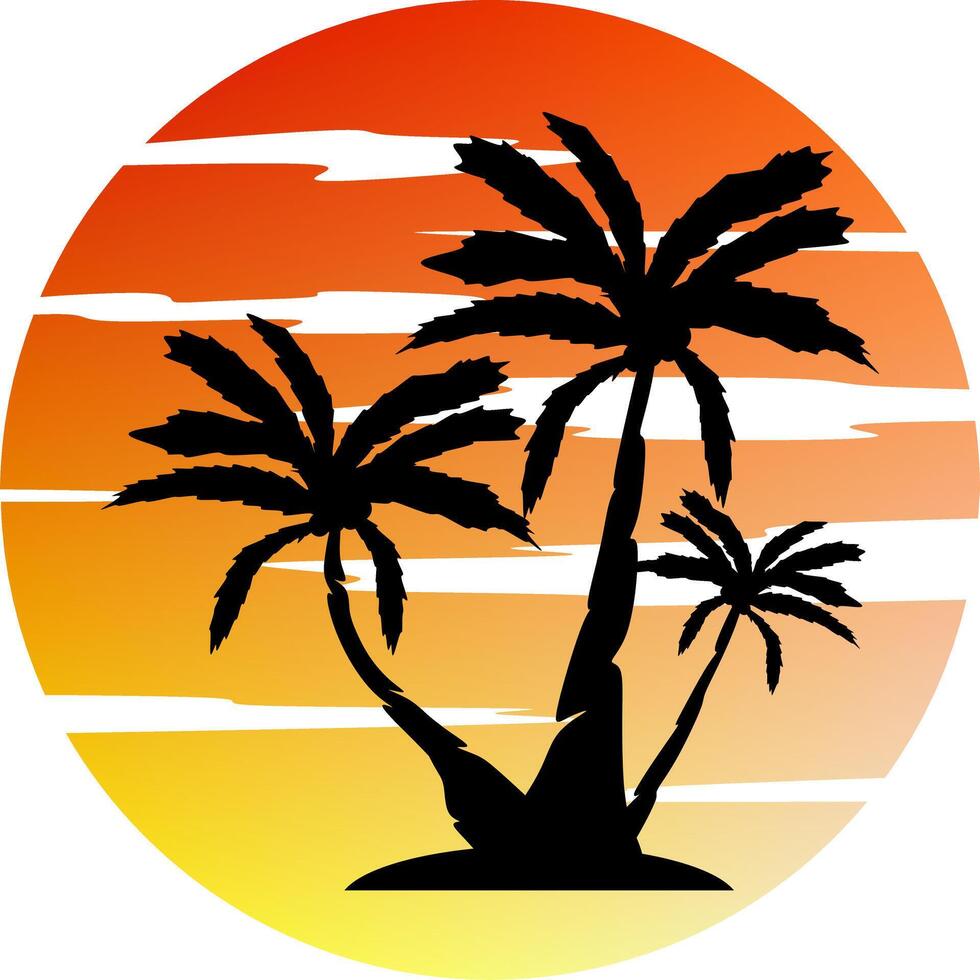 palm boom illustratie. een tropisch eiland met handpalmen. natuur logo icoon vector