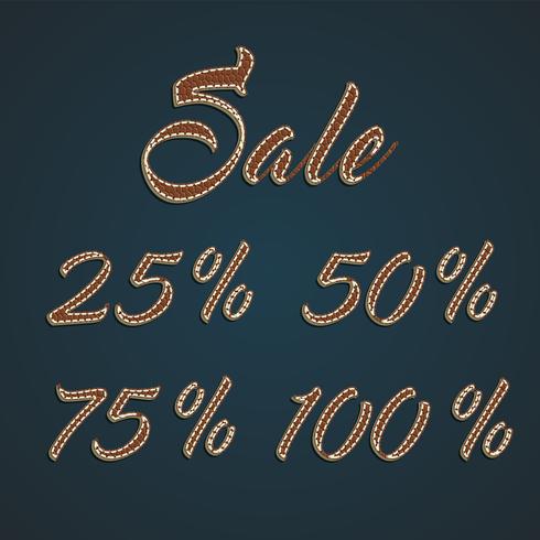 Realistische lederen percentage ingesteld, vectorillustratie vector