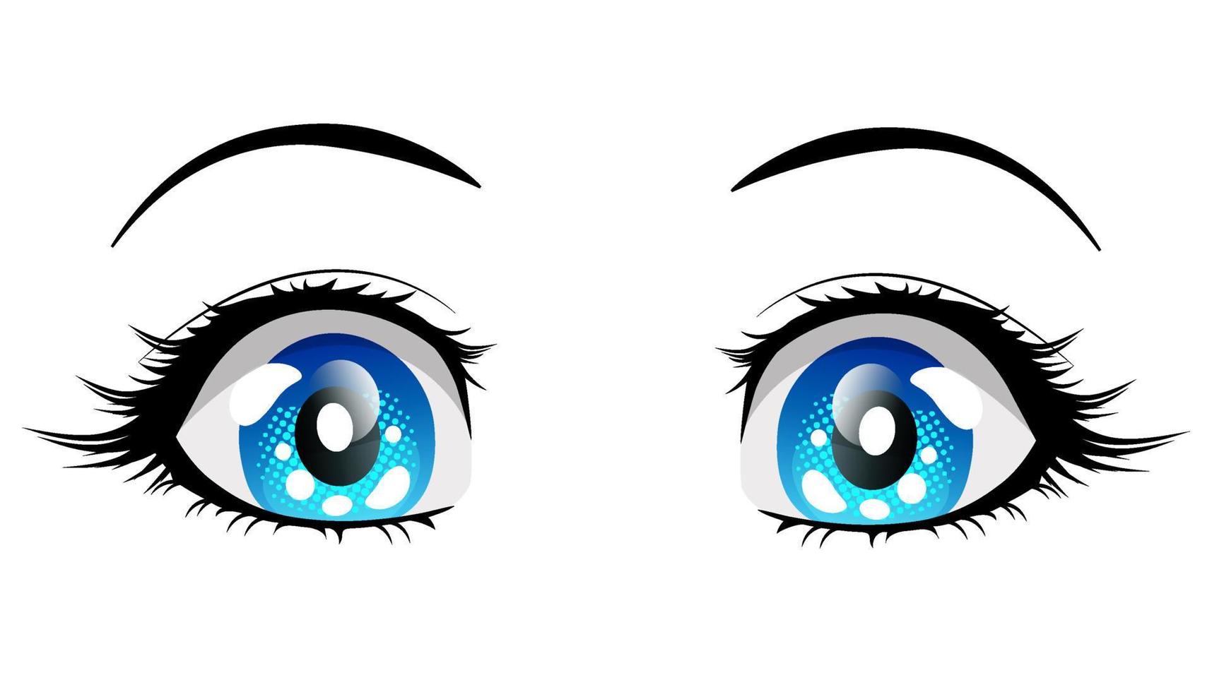 verraste blauwe ogen anime meisje. vectorillustratie in mangastijl geïsoleerd op een witte achtergrond. vector