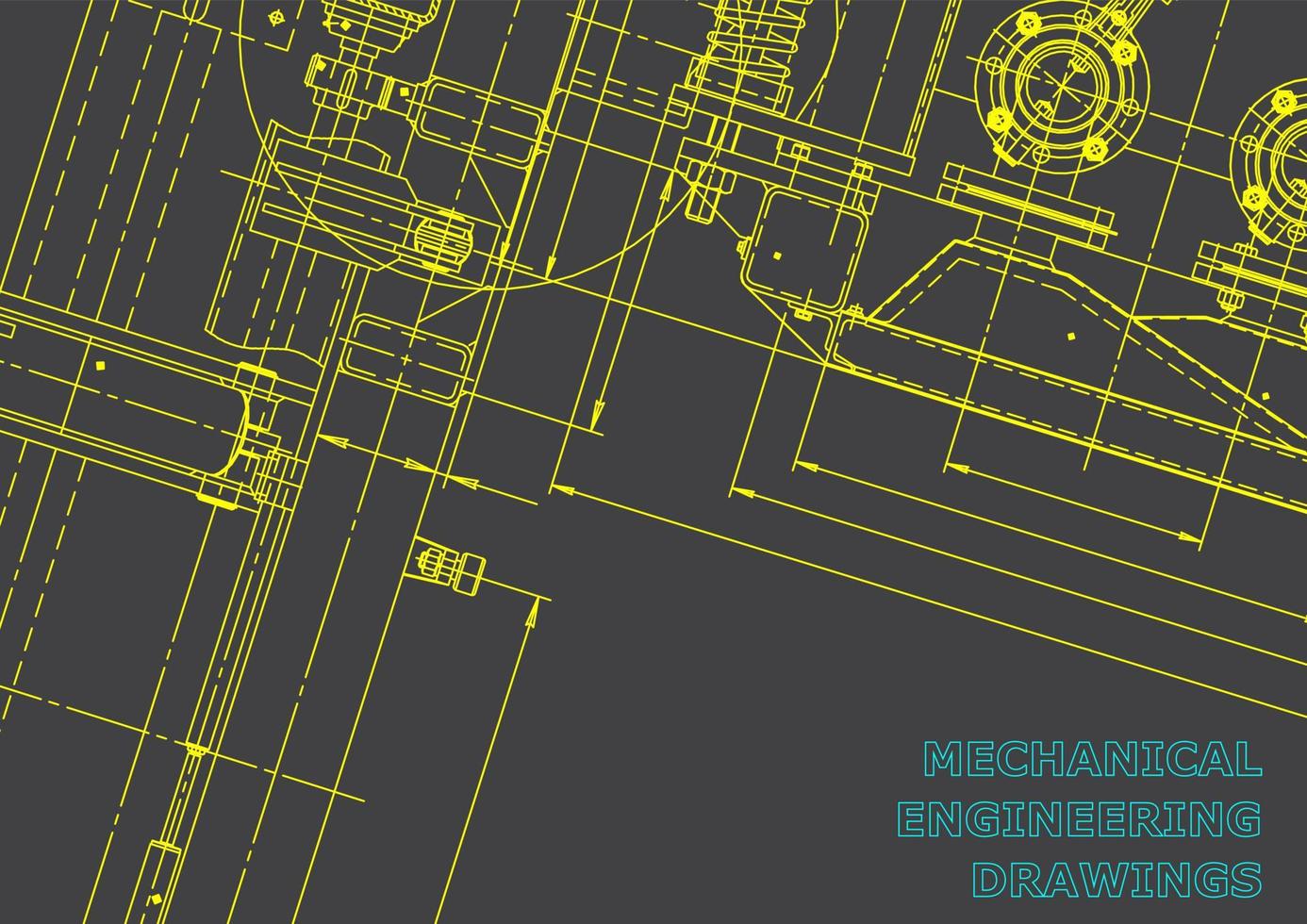 computerondersteunde ontwerpsystemen. technische illustraties, achtergronden. werktuigbouwkundige tekening. machinebouw industrie. instrumentmakende tekeningen vector