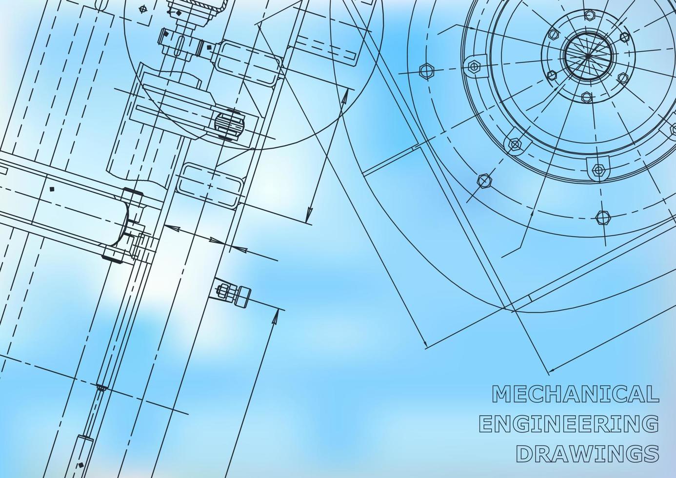 computerondersteunde ontwerpsystemen. technische illustraties, achtergronden. werktuigbouwkundige tekening. machinebouw industrie. instrumentmakende tekeningen vector