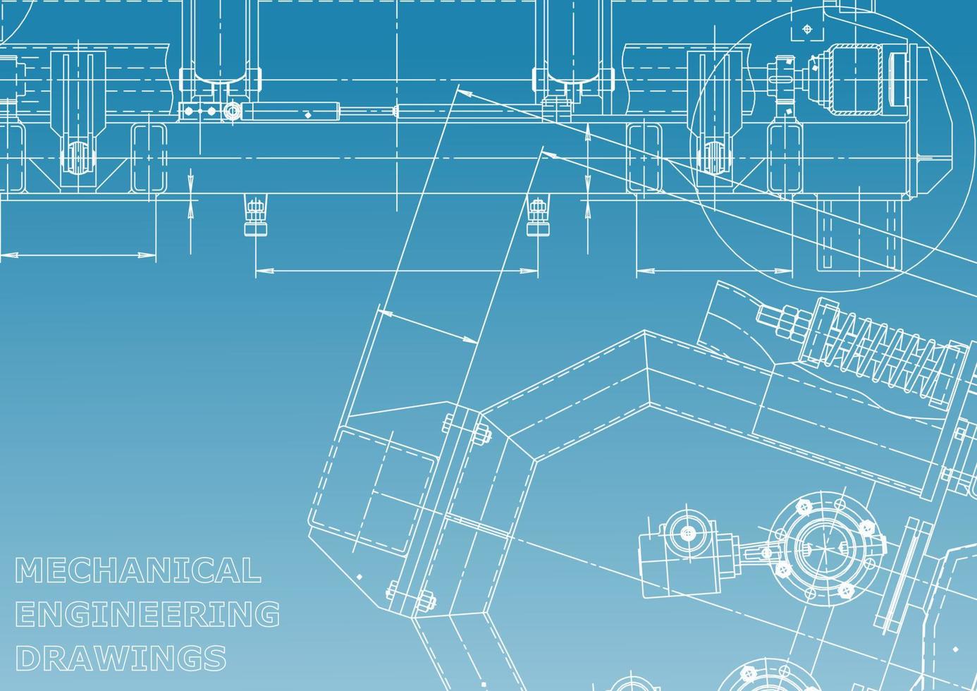 computerondersteunde ontwerpsystemen. technische illustraties, achtergronden. werktuigbouwkundige tekening. machinebouw industrie. instrumentmakende tekeningen vector