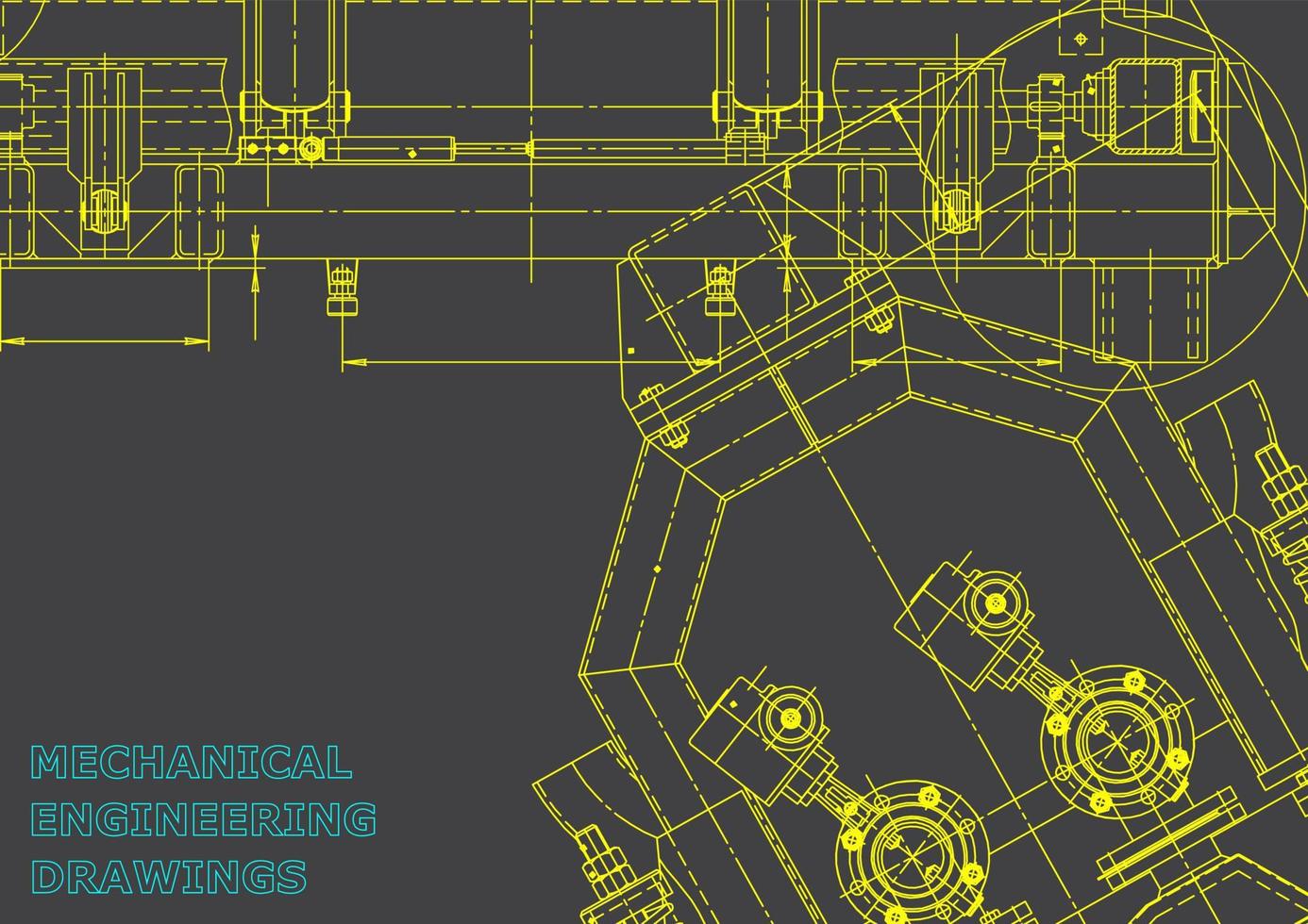 computerondersteunde ontwerpsystemen. technische illustraties, achtergronden. werktuigbouwkundige tekening. machinebouw industrie. instrumentmakende tekeningen vector