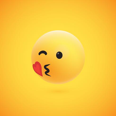 Leuke hoog-gedetailleerde gele 3D emoticon voor Web, vectorillustratie vector