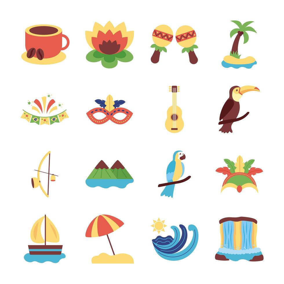 bundel van brazilië set iconen vector