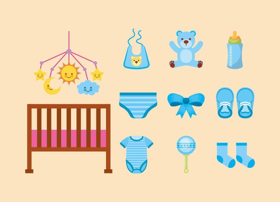 bundel schattige babyaccessoires vector