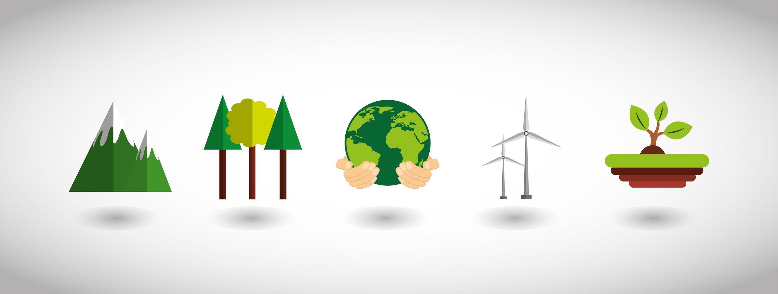 bundel van ecologie set iconen vector