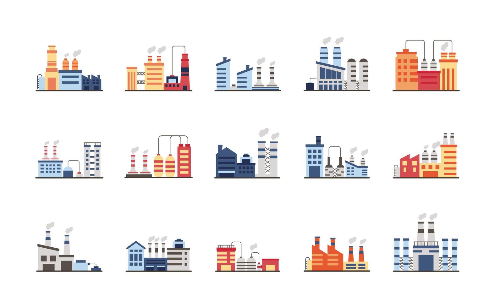 bundel van industriële fabriekspictogrammen vector