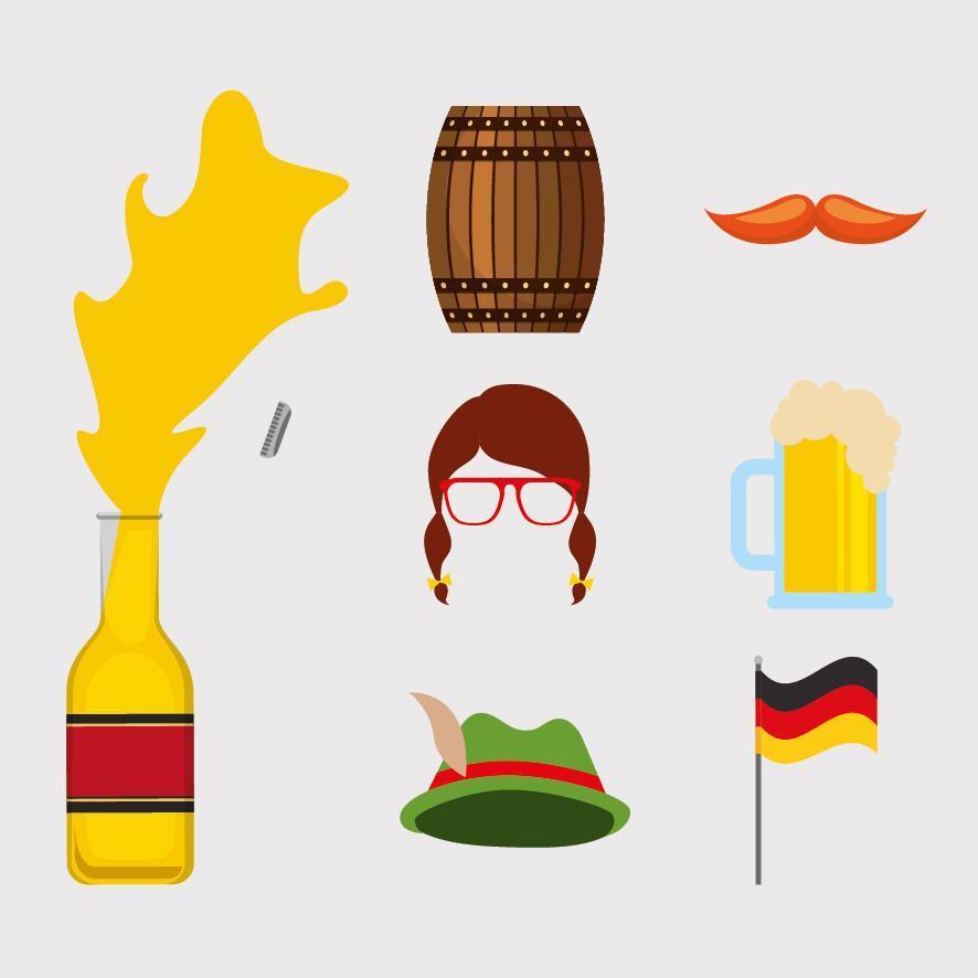 oktoberfest feest met vaste pictogrammen vector