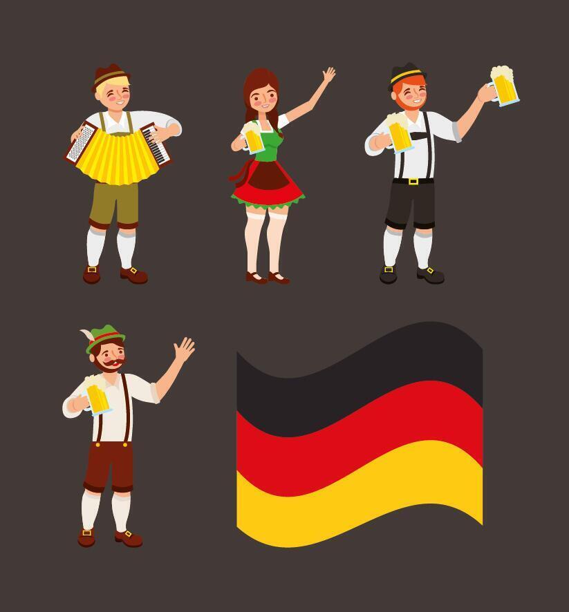 oktoberfest feest met vaste pictogrammen vector