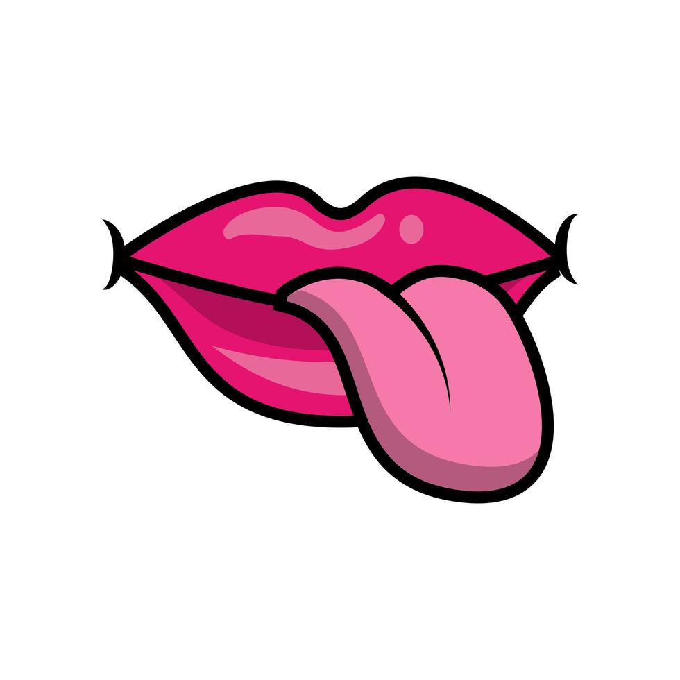 pop-art mond met tong uit vulstijl vector