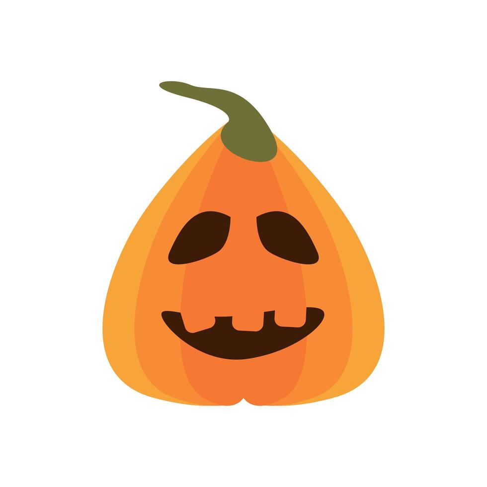 halloween pompoen met gezicht platte stijlicoon vector