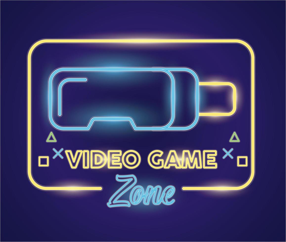 retro videogame neon met vr-masker vector