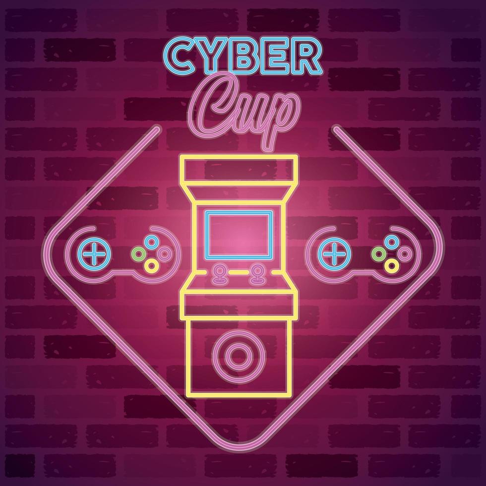 retro videogame neon met machine vector