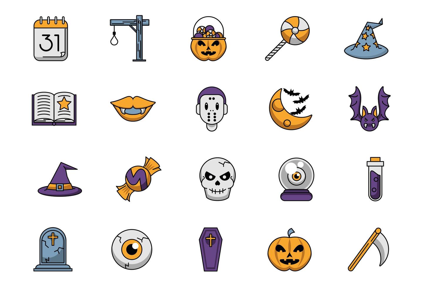 bundel van halloween set iconen vector