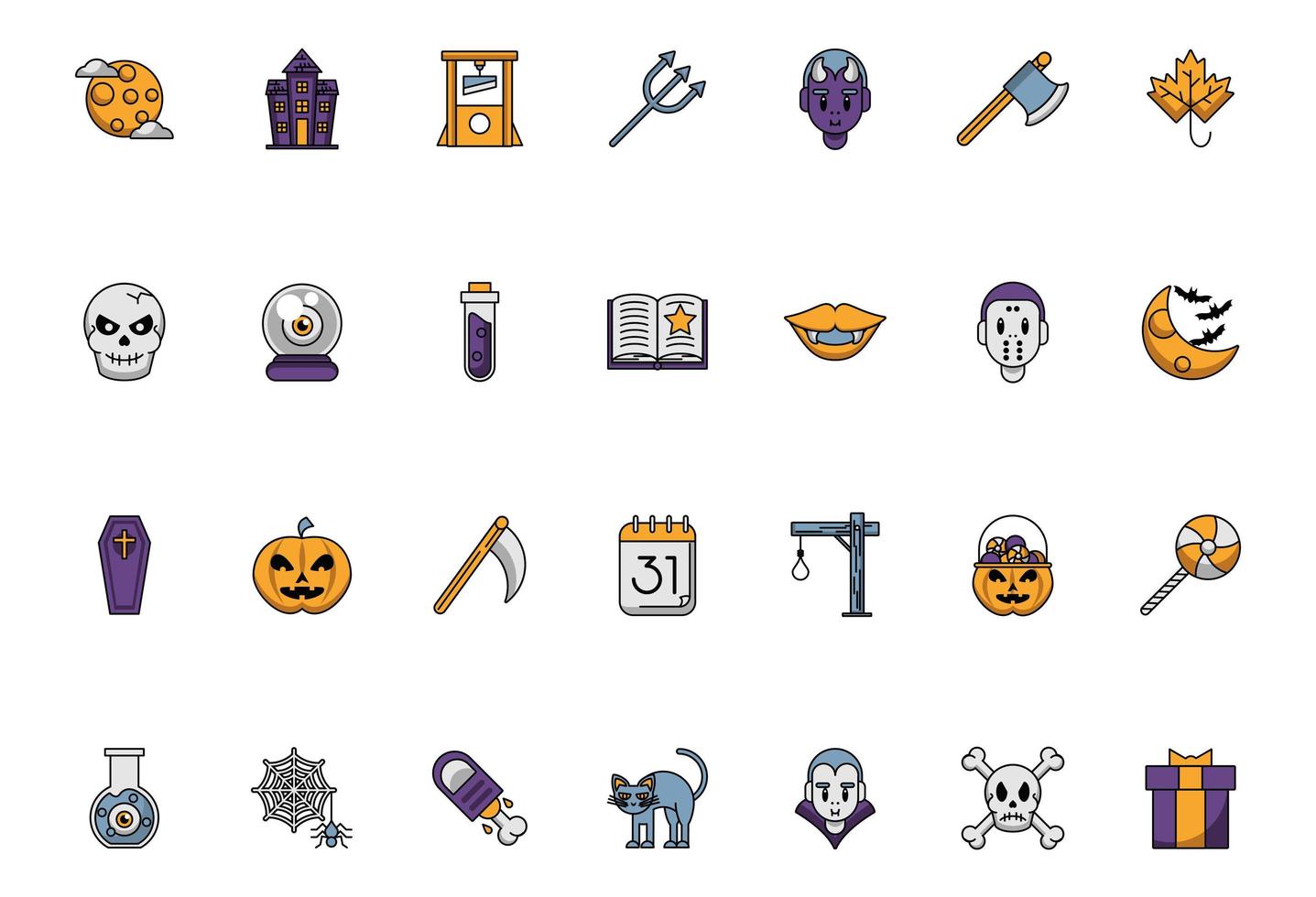 bundel van halloween set iconen vector
