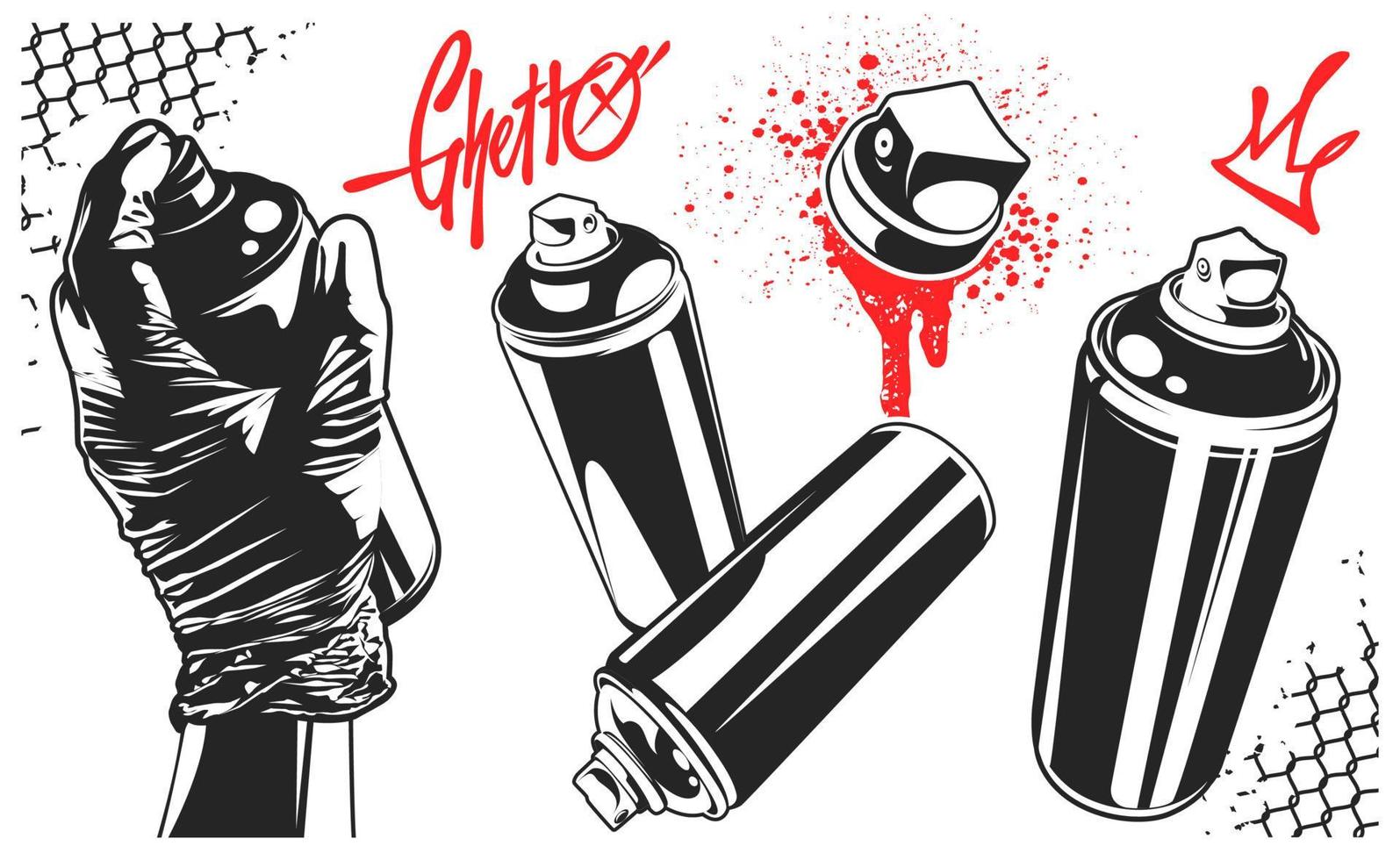 graffiti objecten vector set