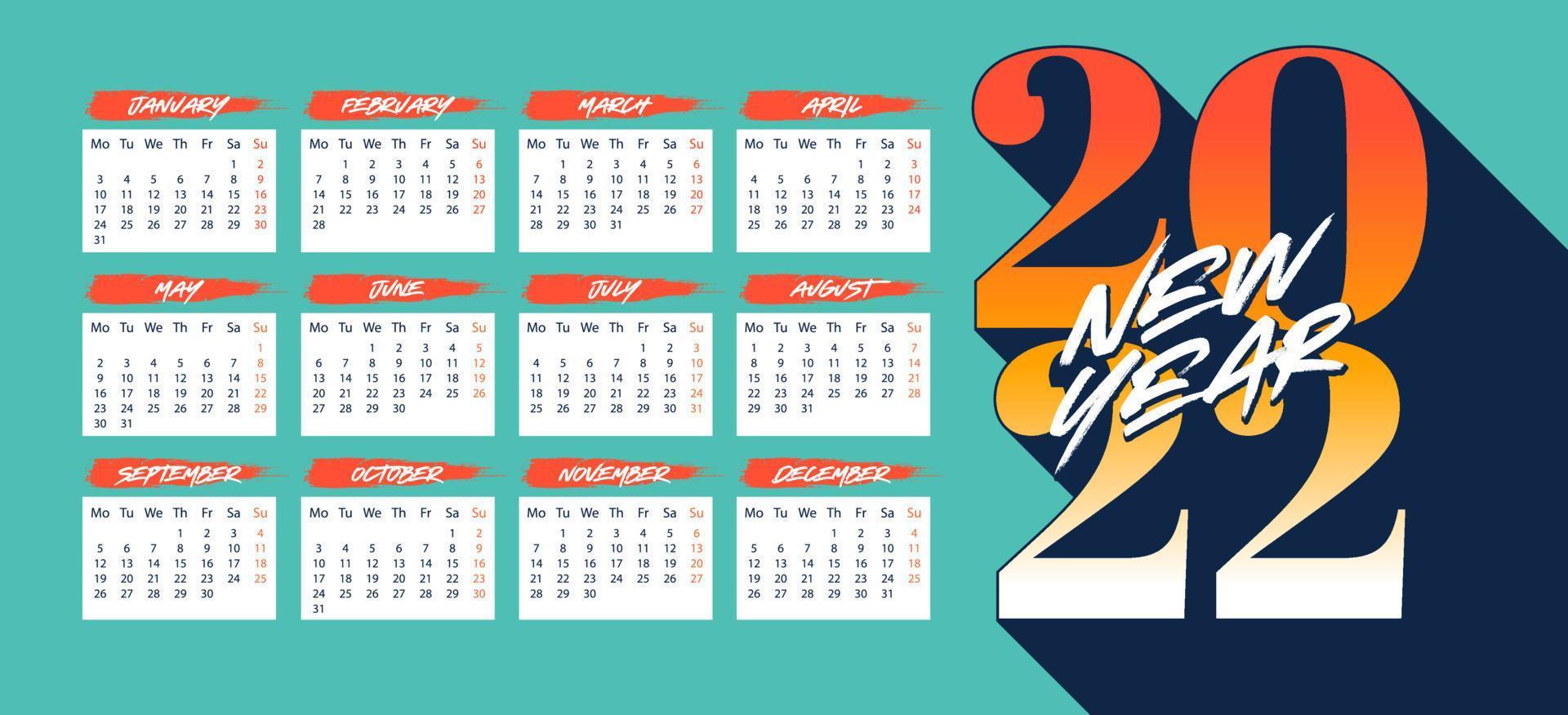 2022 kalender vector ontwerp