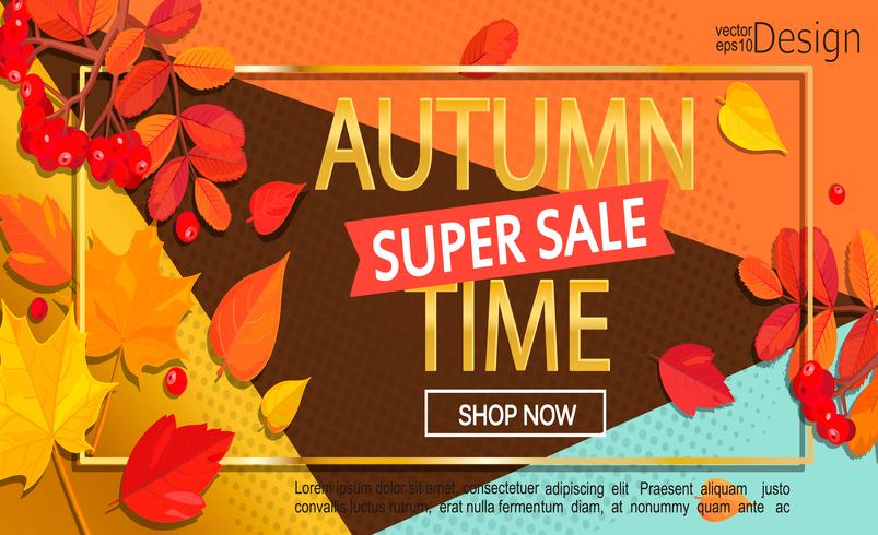 Moderne stijlvolle gouden herfst super verkoop banner. vector