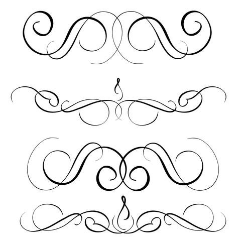 kunst kalligrafie reeks uitstekende decoratieve whorls voor ontwerp. Vector illustratie EPS10