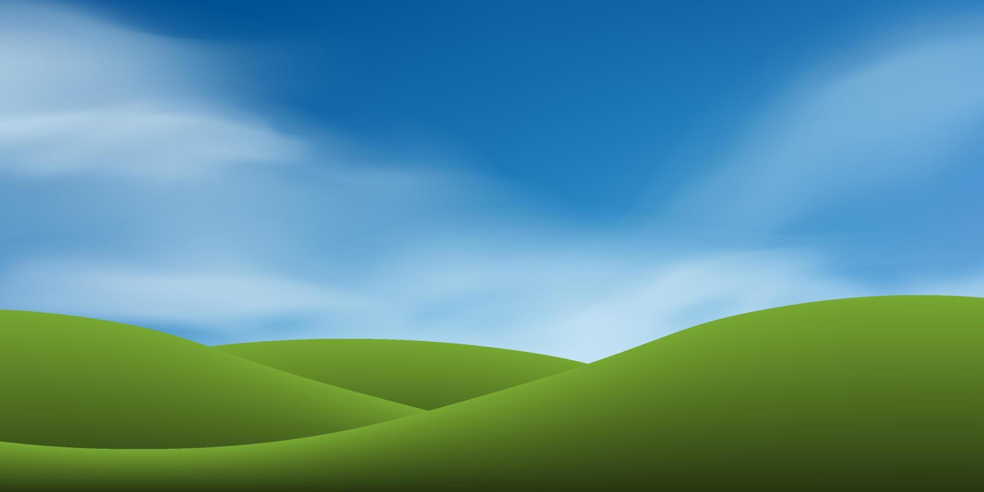 groene grasheuvel of berg met blauwe lucht. abstract achtergrondpark en openlucht voor het idee van het landschapsontwerp. vector. vector
