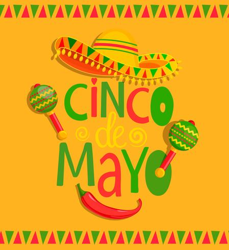 Hand getrokken belettering - Cinco De Mayo. vector