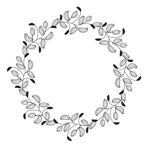 de ronde bloeit uitstekende decoratieve whorls kaderbladeren die op witte achtergrond worden geïsoleerd. Vectorkalligrafieillustratie EPS10 vector