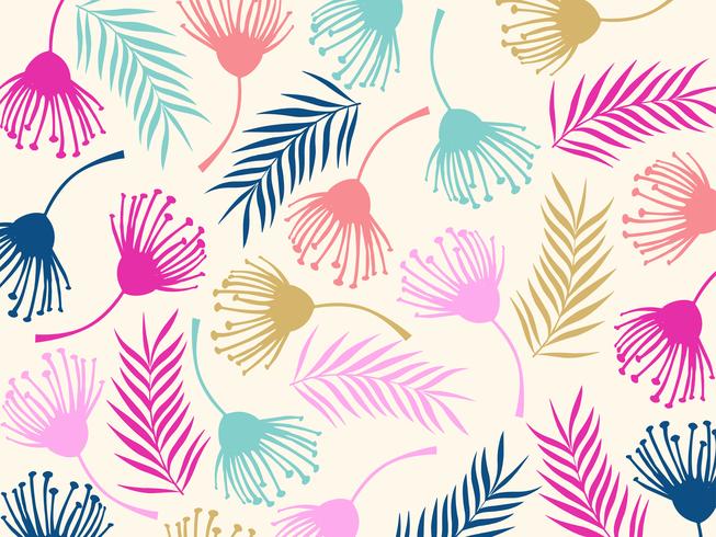 Tropische jungle bladeren en bloemen achtergrond vector