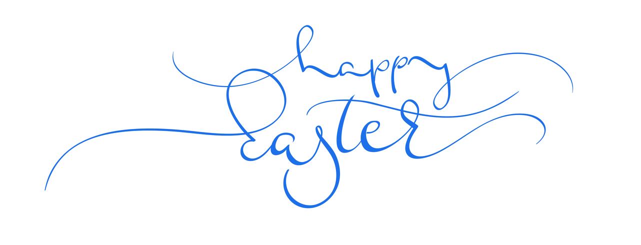 gelukkige Pasen blauwe vectortekst op witte achtergrond. Kalligrafie belettering illustratie EPS10 vector