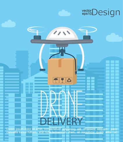 Concept van de levering door de drone. vector