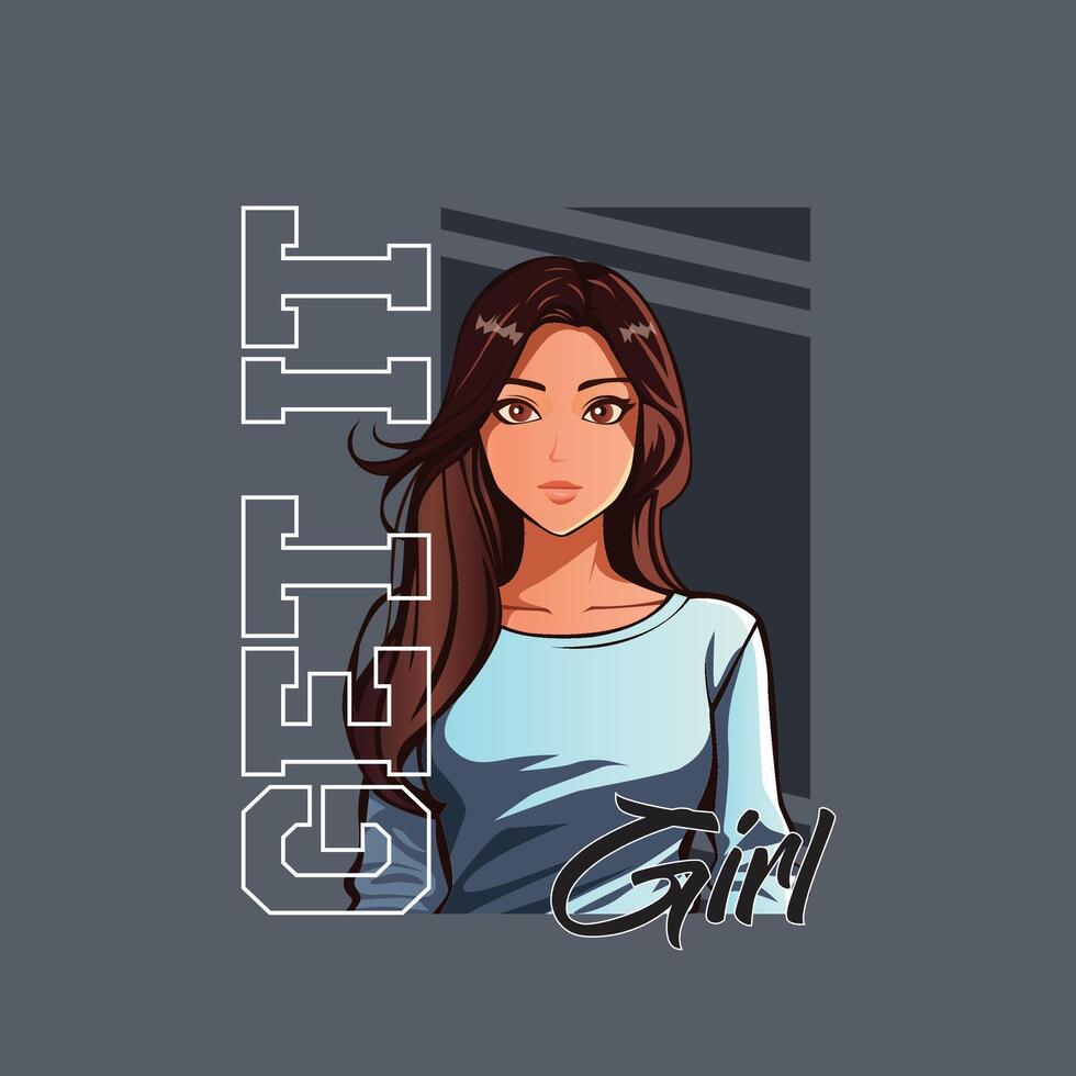 Aziatisch meisje vector illustratie t overhemd afdrukken