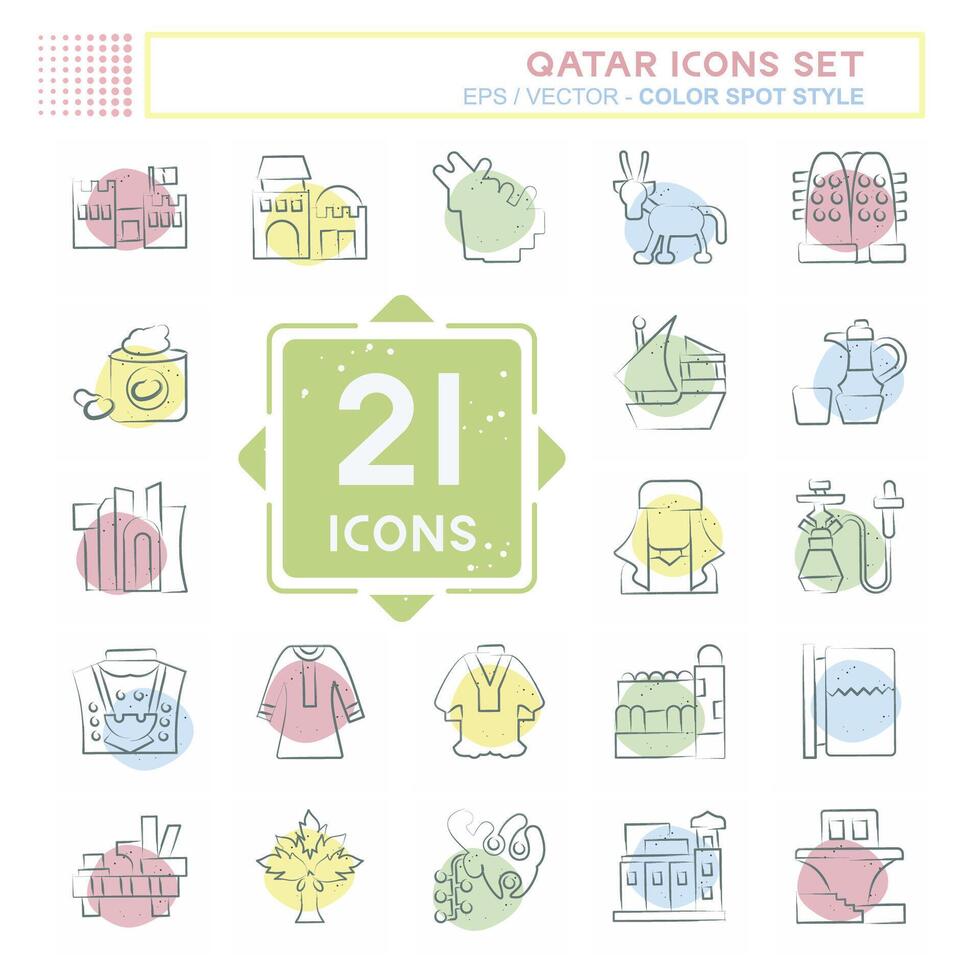 icoon reeks qatar. verwant naar vakantie symbool. kleur plek stijl. gemakkelijk ontwerp illustratie. vector