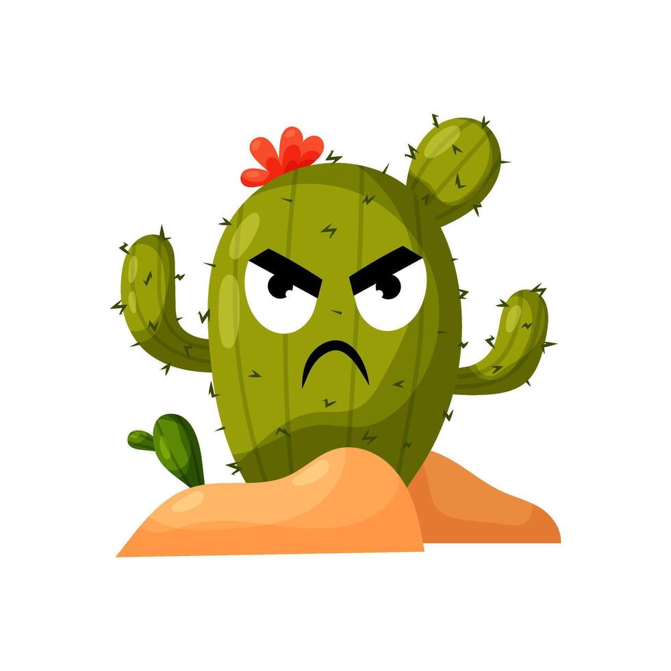 cactus in vlak stijl. vector illustratie van een beledigd cactus in de woestijn. woestijn fabriek.